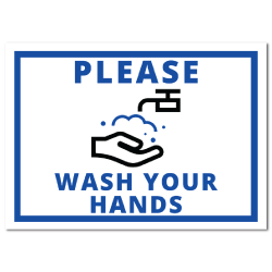 8 x 10 Inch Rectangle Please Wash Your Hands Stickers