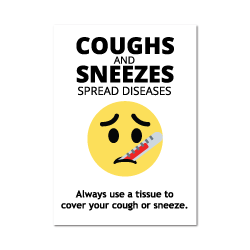 5 x 7 Inch Rectangle Coughs and Sneezes Spread Diseases Stickers