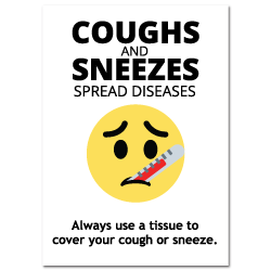 8 x 10 Inch Rectangle Coughs and Sneezes Spread Diseases Stickers