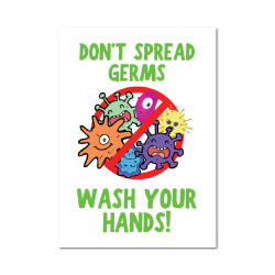 5 x 7 Inch Rectangle Dont Spread Germs Wash Your Hands Stickers