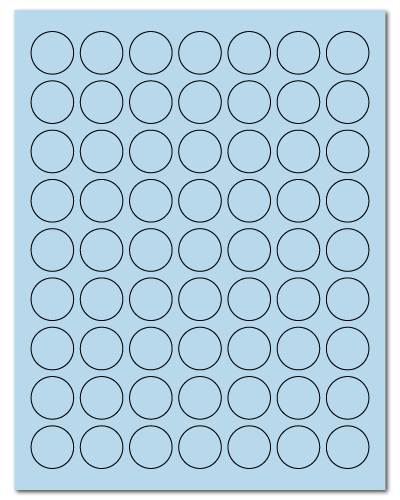 1 Inch Circle Pastel Blue, 63 up, 100 Sheets