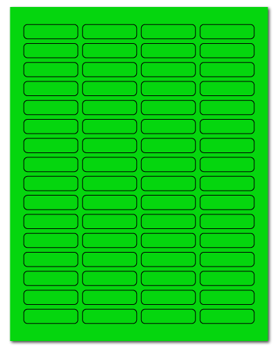 1.813 x 0.5 Fluorescent Green, 64 up, 100 Sheets