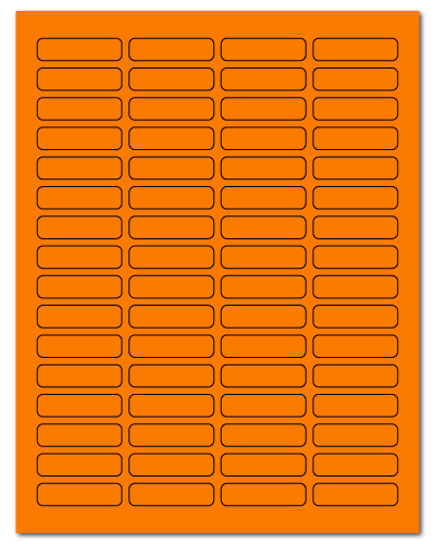 1.813 x 0.5 Fluorescent Orange, 64 up, 500 Sheets