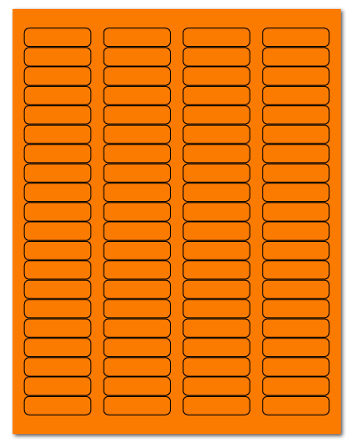1.75 x 0.5 Fluorescent Orange, 80 up, 100 Sheets