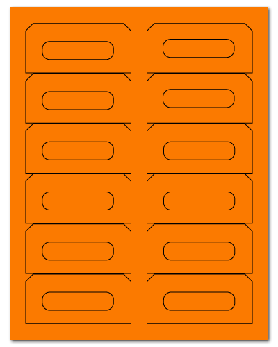 3.5 x 1.625 Fluorescent Orange, 12 up, 100 Sheets