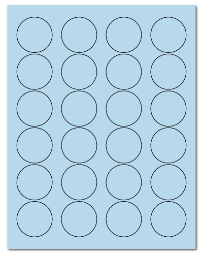 1.625 Inch Circle Pastel Blue, 24 up, 100 Sheets