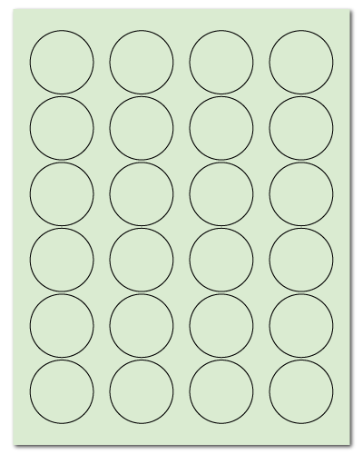 1.625 Inch Circle Pastel Green, 24 up, 500 Sheets