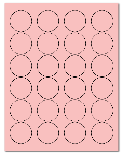 1.625 Inch Circle Pastel Pink, 24 up, 500 Sheets