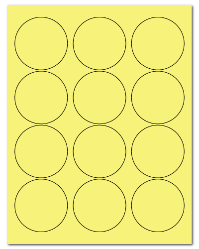2.5 Inch Circle Pastel Yellow, 12 up, 500 Sheets