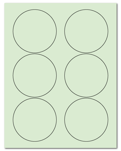 3.33 Inch Circle Pastel Green, 6 up, 100 Sheets