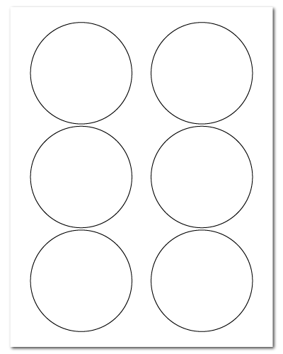 3.33 Inch Circle White Matte, 6 up, 100 Sheets