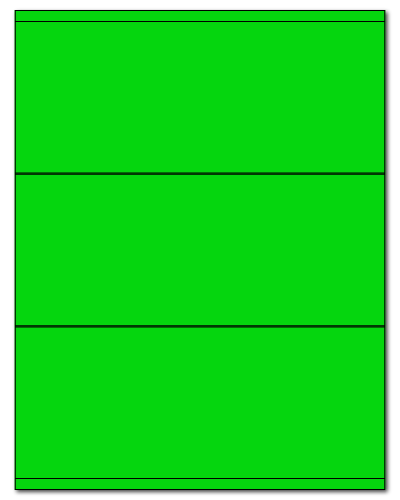 8.5 x 3.5 Fluorescent Green, 3 up, 100 Sheets