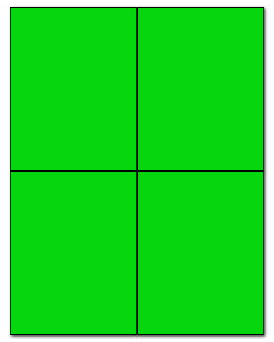 4.25 x 5.5 Fluorescent Green, 4 up, 500 Sheets