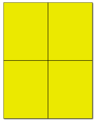 4.25 x 5.5 Fluorescent Yellow, 4 up, 100 Sheets