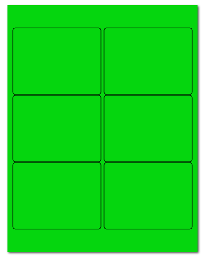 4 x 3 Fluorescent Green, 6 up, 500 Sheets