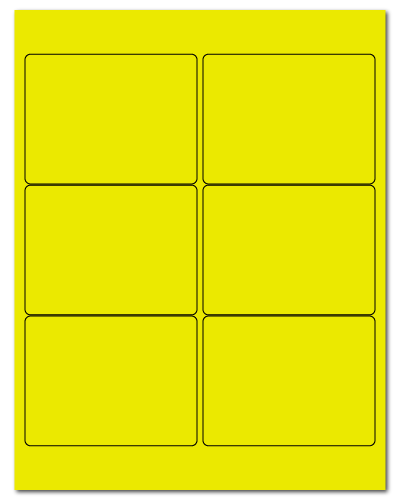 4 x 3 Fluorescent Yellow, 6 up, 100 Sheets