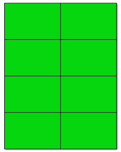4.25 x 2.75 Fluorescent Green, 8 up, 500 Sheets