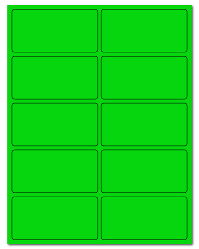 4 x 2 Fluorescent Green, 10 up, 100 Sheets