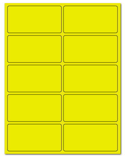 4 x 2 Fluorescent Yellow, 10 up, 100 Sheets