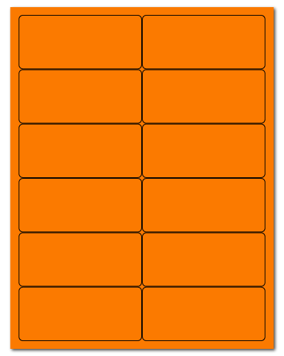 4 x 1.75 Fluorescent Orange, 12 up, 500 Sheets
