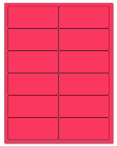 4 x 1.75 Fluorescent Pink, 12 up, 500 Sheets