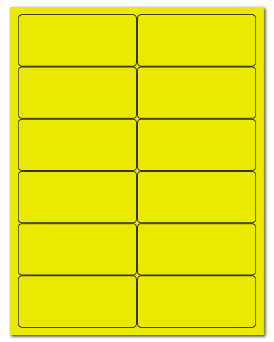 4 x 1.75 Fluorescent Yellow, 12 up, 500 Sheets