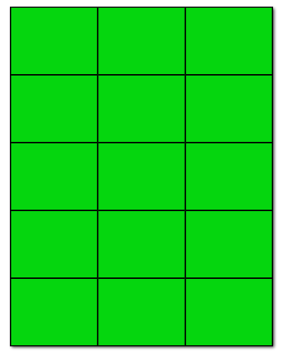 2.83 x 2.2 Fluorescent Green, 15 up, 100 Sheets