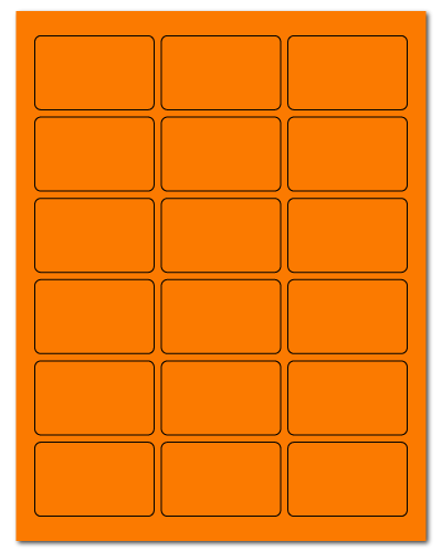 2.5 x 1.563 Fluorescent Orange, 18 up, 100 Sheets