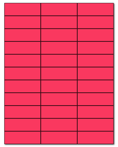 2.83 x 1.33 Fluorescent Pink, 33 up, 100 Sheets