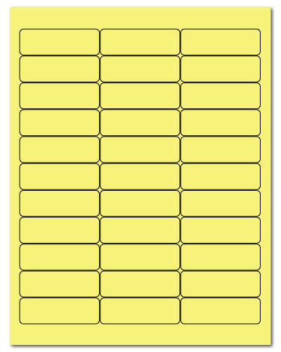2.625 x 0.875 Pastel Yellow, 33 up, 100 Sheets