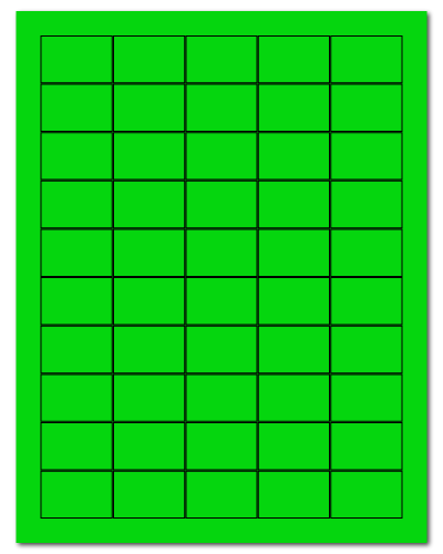 1.5 x 1 Fluorescent Green, 50 up, 500 Sheets