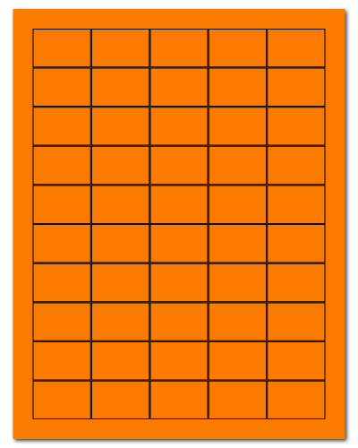 1.5 x 1 Fluorescent Orange, 50 up, 500 Sheets