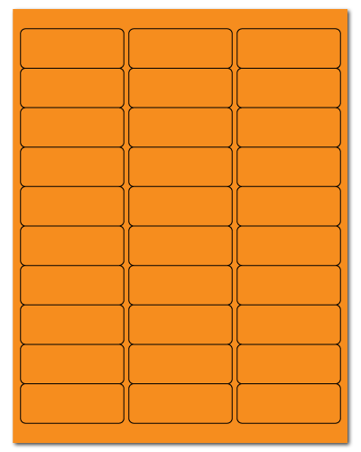 2.625 x 1 Piggyback Bright Orange Matte , 30 up, 25 Sheets
