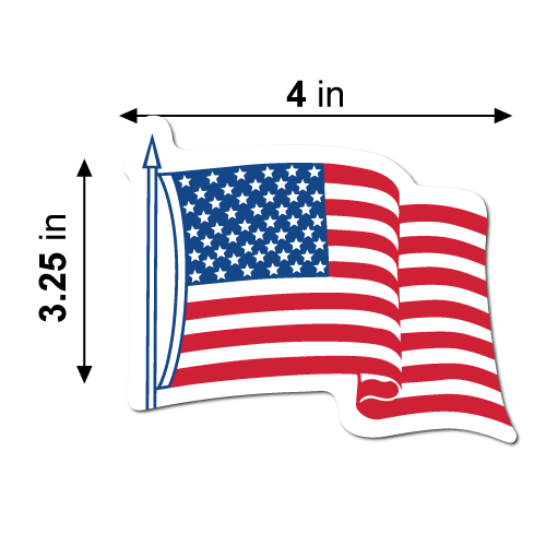 4" x 3.25" Waving American Flag Shape Stickers