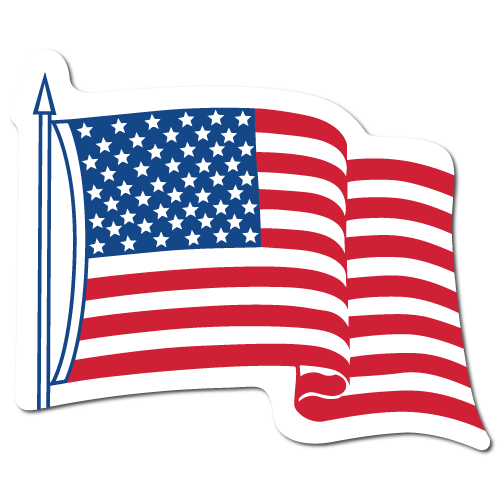 4" x 3.25" Waving American Flag Shape Stickers