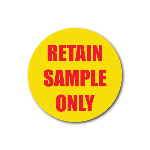 "Retain Sample Only" Circle Quality Control Stickers