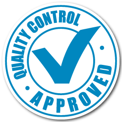"Quality Control Approved" Blue Stickers