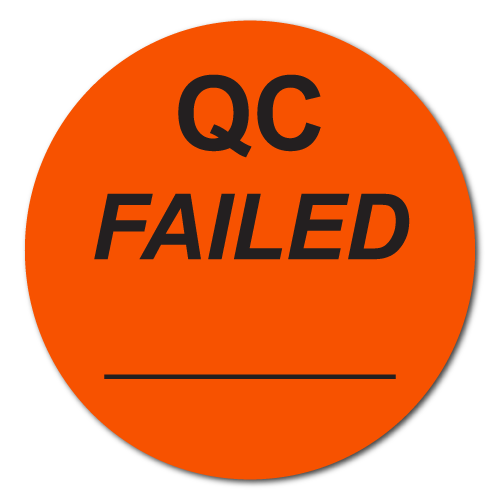 3 Inch Circle QC Failed, Red Dayglo Labels - Roll of 50