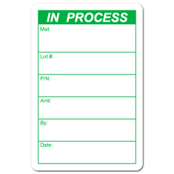 "IN PROCESS" Quality Control Stickers