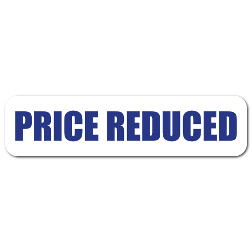 2 x 0.5 Price Reduced, Blue on White Background, Roll of 1,000 Stickers