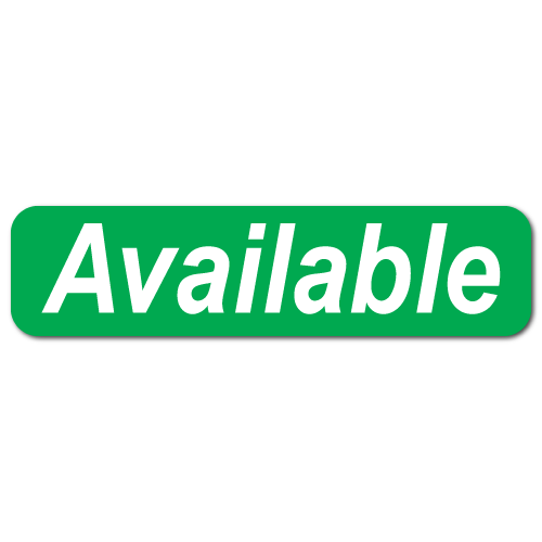 "Available" - 2" x 0.5" Stickers