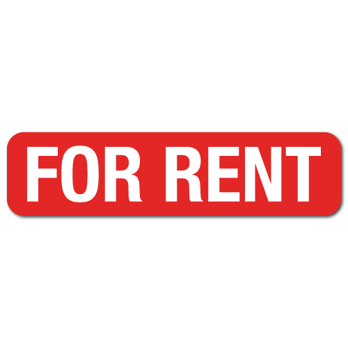 2 x 0.5 For Rent, Red Background, Roll of 1,000 Stickers