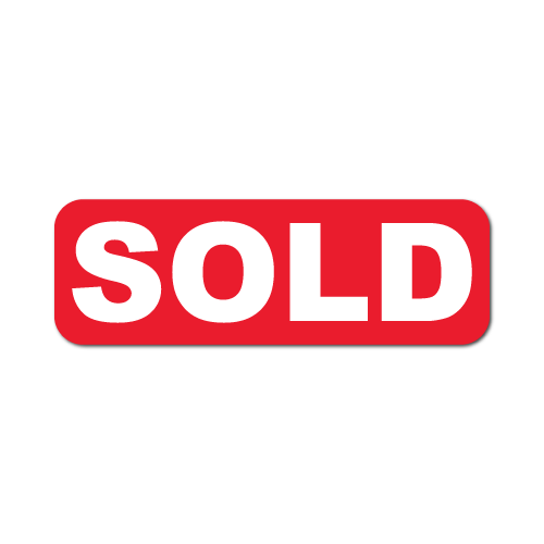 0.75 x 0.25 SOLD!, Red Background, Roll of 100 Stickers