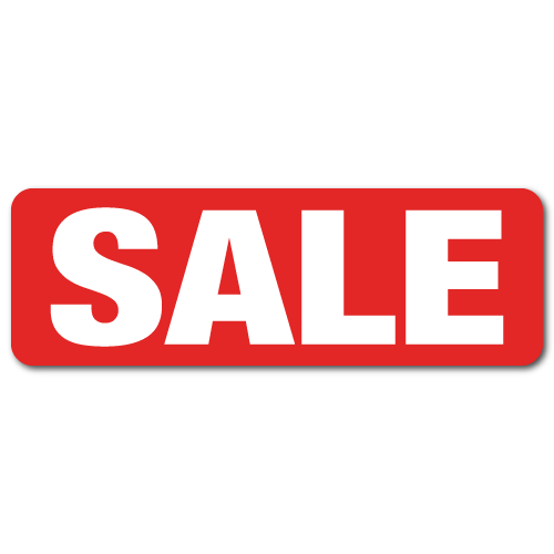 0.75 x 0.25 SALE, Red Background, Roll of 500 Stickers