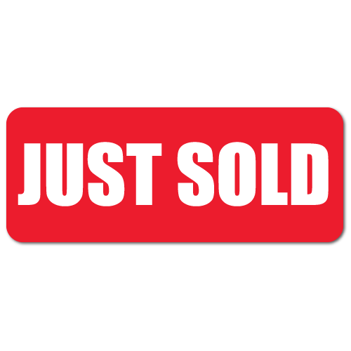 2.5 x 1 Just Sold, Red Background, Roll of 1,000 Stickers