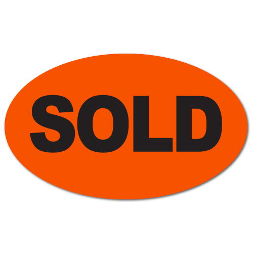 "SOLD" Oval Fluorescent Stickers