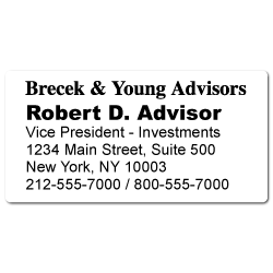 Custom Stickertape™ Labels for Brecek & Young Advisors