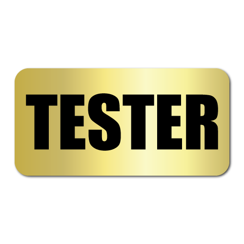 1 x 0.5 Tester, Shiny Gold Foil Background, Roll of 500 Stickers