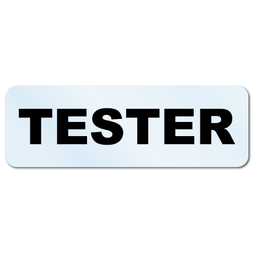 Tester Stickers, Clear 1.5 x 0.5 Rectangle, Roll of 100