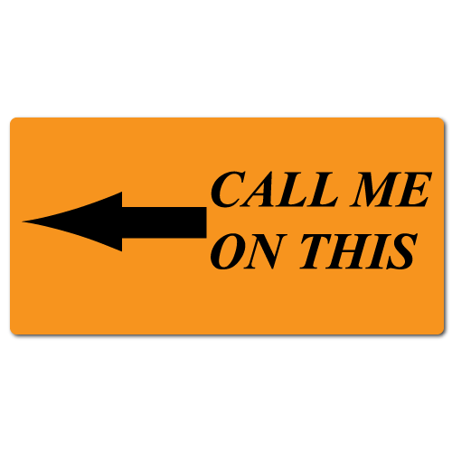 Call Me On This, 2 x 1 Orange Fluorescent, Roll of 100 Stickers